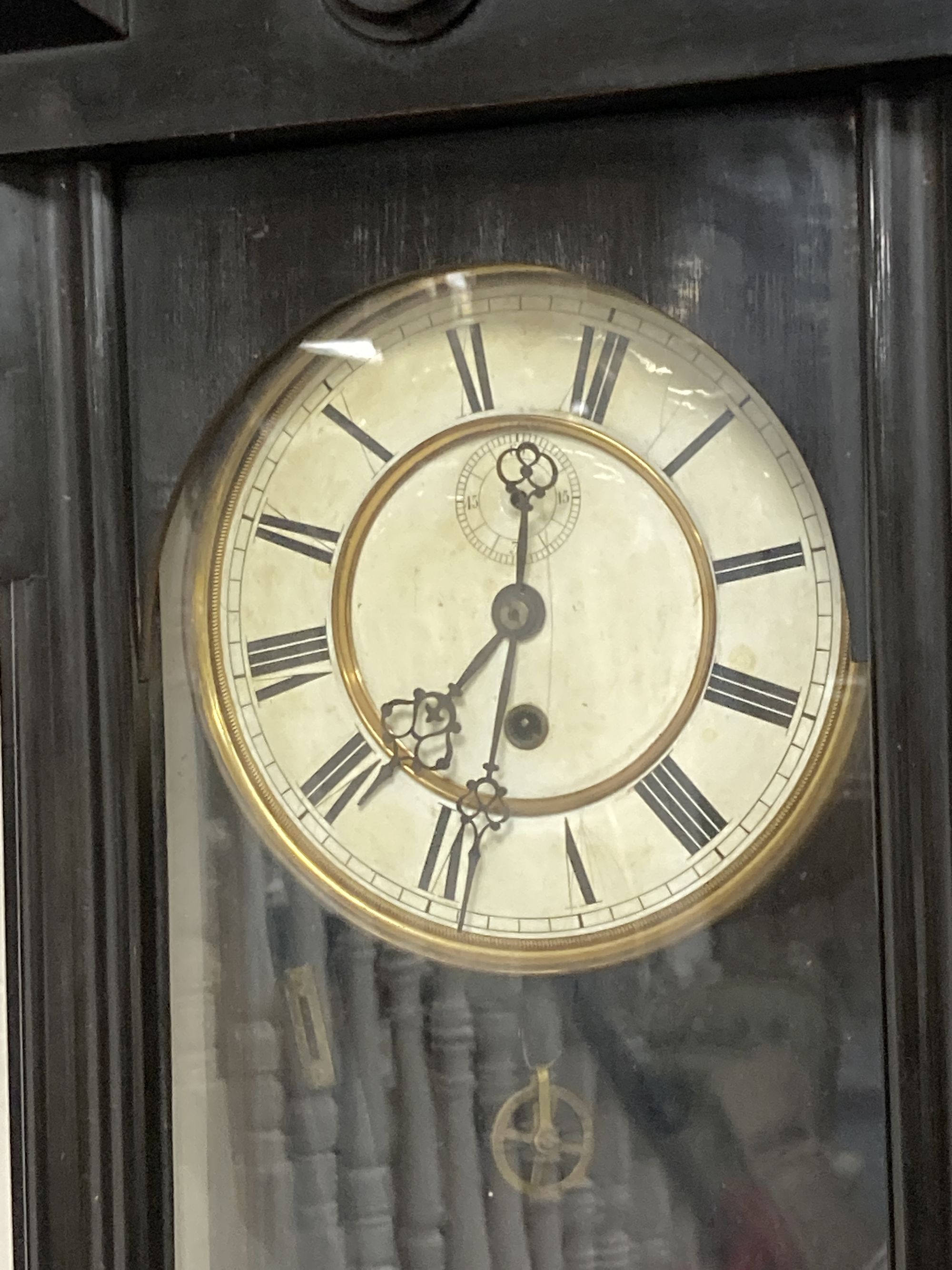A 19th century ebonised Vienna regulator wall clock, height 94cm
